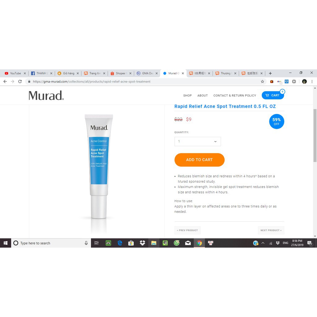 KEM RAPID RELIEF ACNE SPOT TREATMENT 15ML | BigBuy360 - bigbuy360.vn