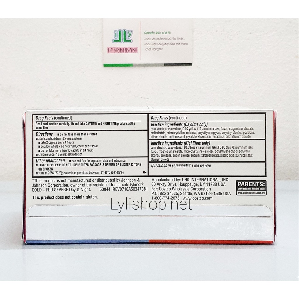 Viên uống Kirkland Multi Symptom Cold & Flu Severe 168 viên của Mỹ