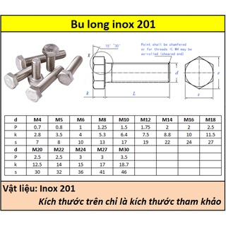 Bulong inox 201 M8 (10-50mm)