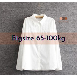 Áo sơ mi trắng tay dài bigsize chất cotton 65-100kg -a75