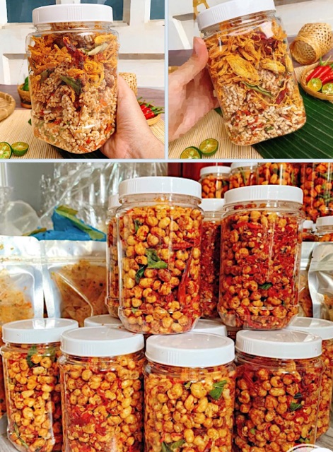 Bắp rim sate mix khô bò lá chanh,cơm cháy tép khô gà lá chanh siêu ngon