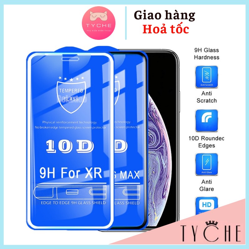 Kính cường lực 10D dán toàn màn hình điện thoại cho 6 6S 7 8 Plus X XS Max XR 11 11 Pro Max