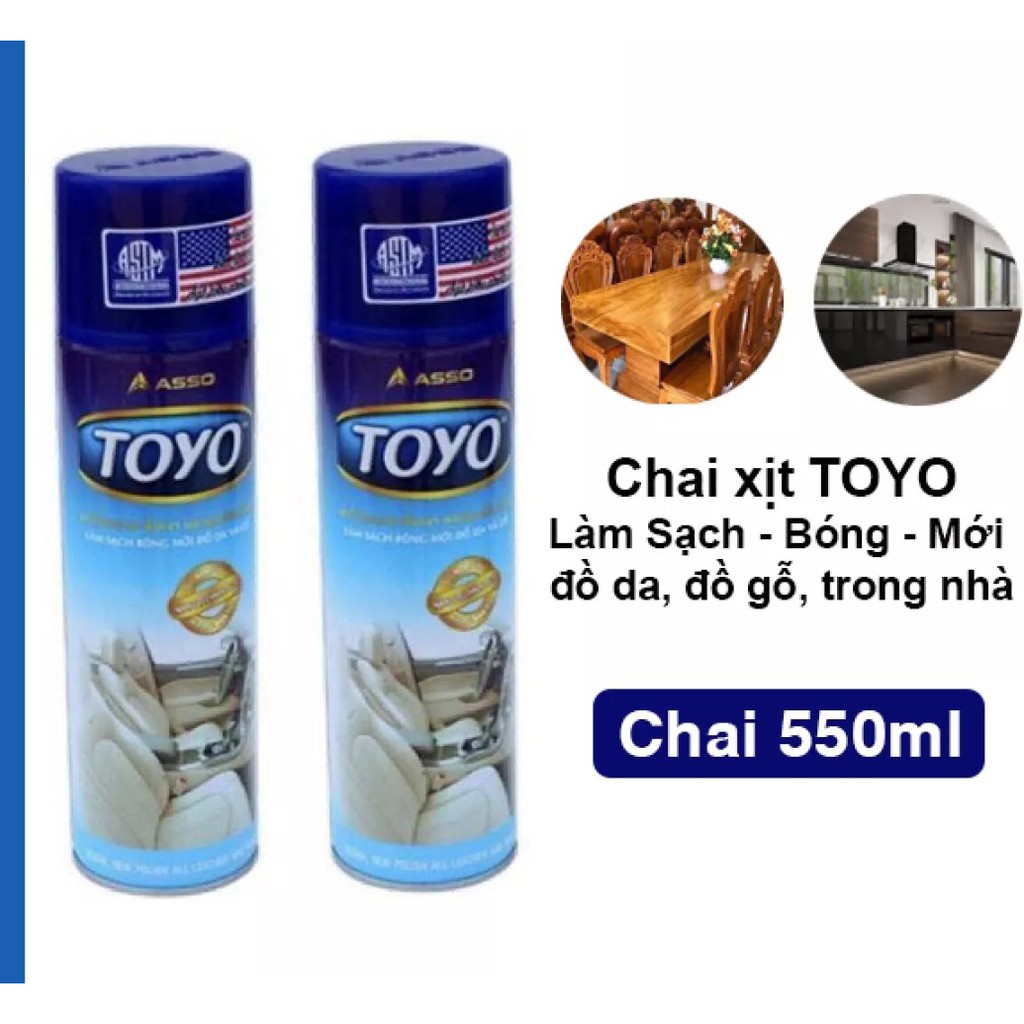 Chai xịt bóng đồ da và gỗ ASSO Toyo 500ml