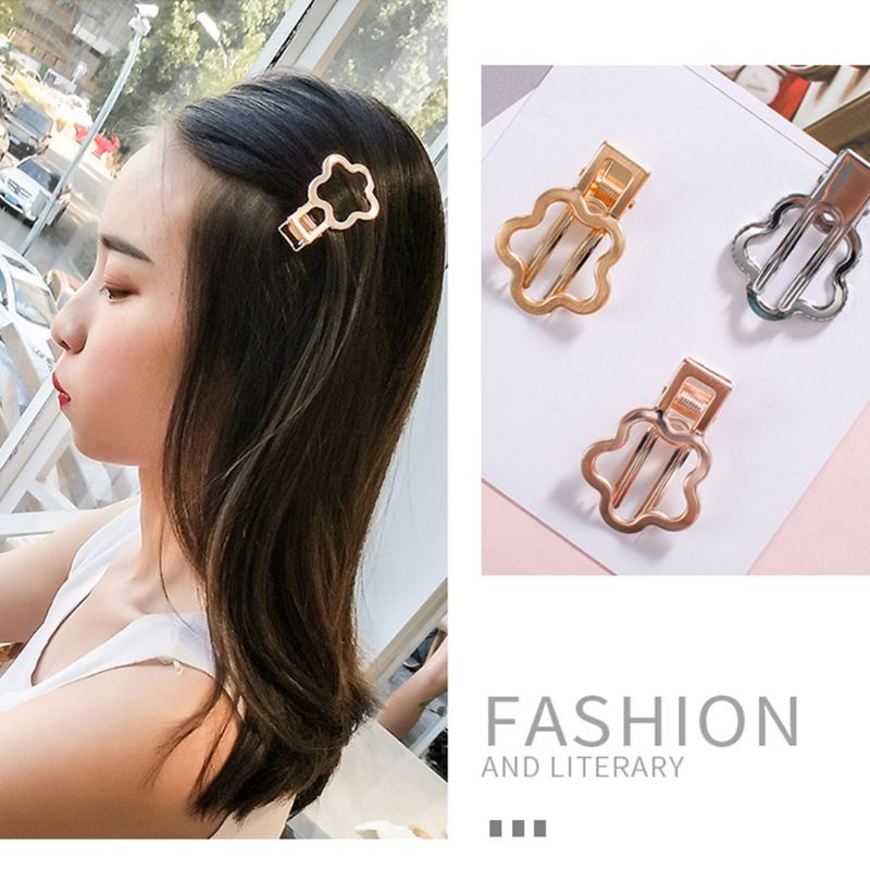 Kẹp Tóc Kim Loại 5x4cm Đính Hoa Dễ Thương Cho Nữ