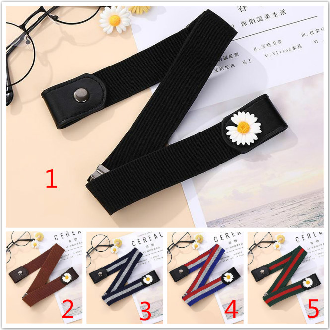 Thắt lưng da co giãn màu trơn thời trang năng động cho nữ thắt lưng canvas Thắt lưng giấu đường may họa tiết hoa cúc cho nữ với 5 màu tùy chọn