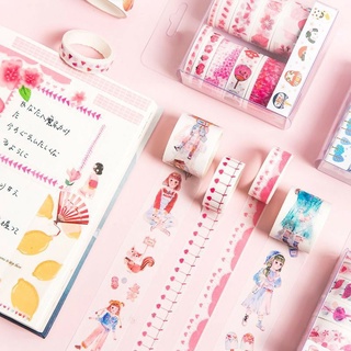 Hộp WASHI 10 cuộn, băng dính trang trí chuyên decor sổ và vật dụng.
