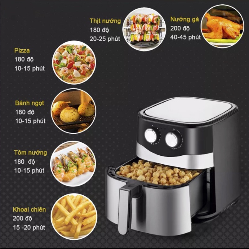 Nồi chiên không dầu 10.5L Nineshield KB-8002M , Nướng gà cả con , Thế hệ mới nhất 2022 , Bảo hành 12 tháng