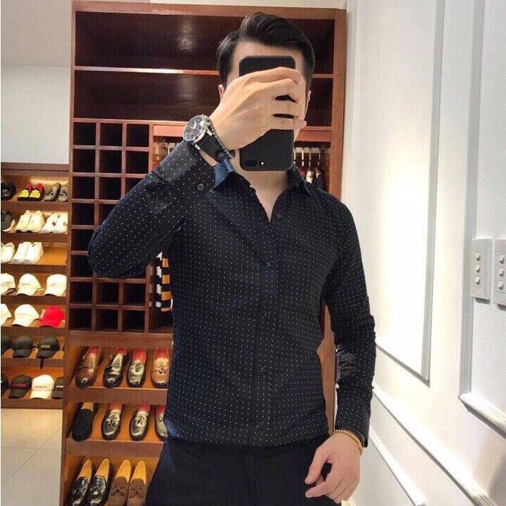 Áo sơ mi nam dài tay cao cấp Họa tiết chấm bi , chất cotton phong cách lịch lãm công sở(SMK) | BigBuy360 - bigbuy360.vn
