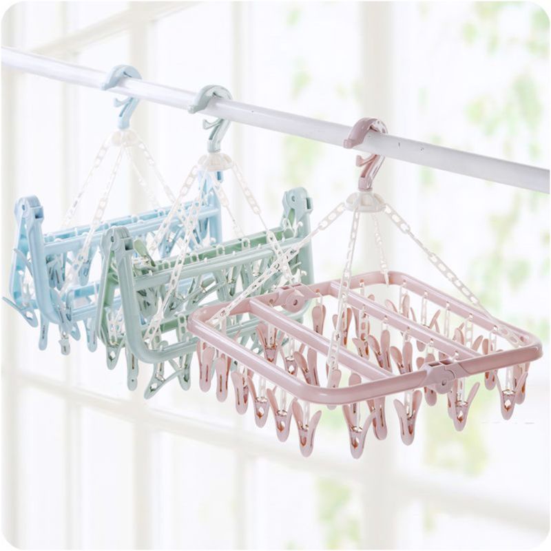Dây Phơi Quần Áo / Đồ Lót 32 Kẹp Có Thể Gấp Gọn Tiện Dụng