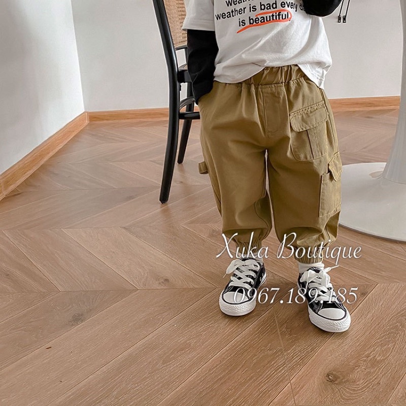 Quần Áo Trẻ Em | Quần Kaki Túi Hộp Bo Gấu Đi Học Cho Bé Trai / Quần Thô AMBB Cho Bé 1 - 8 tuổi [Ảnh Thật]