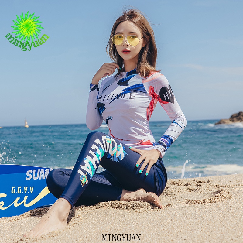 Mới Đồ Bơi Một Mảnh Tay Dài Che Bụng Dáng Ôm Thời Trang Mùa Xuân Cho Nữ