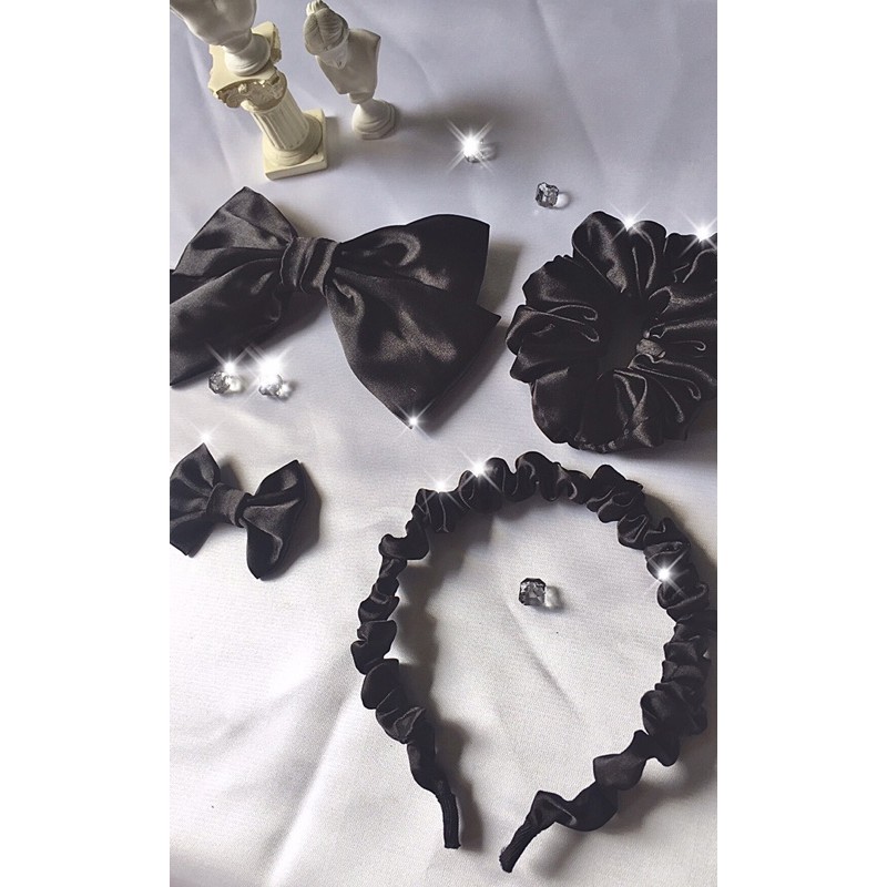 Scrunchies/ Kẹp tóc/ Cài tóc phi bóng đen