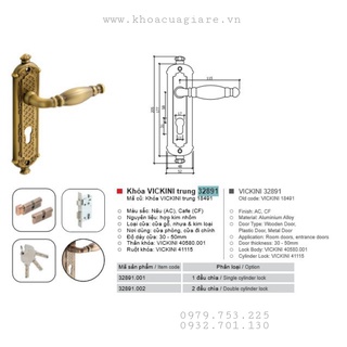 Khóa chính hãng Vickini 32891 phong cách cổ điển