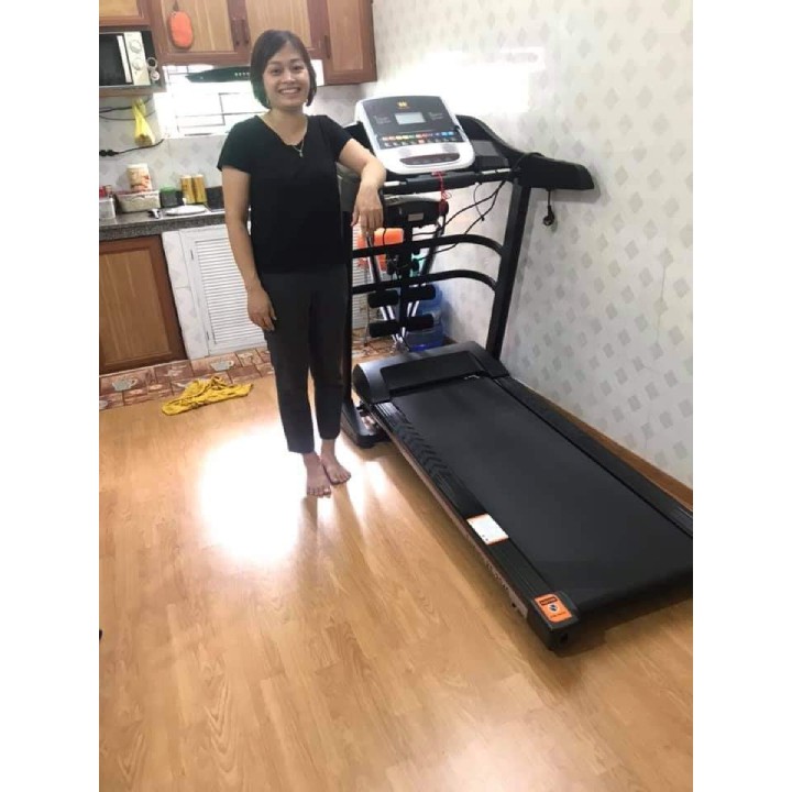 Máy chạy bộ điện tại nhà đa chức năng Sport 400 tặng máy rung massage toàn thân + tạ chân + cảm biến nhịp tim + bó gối