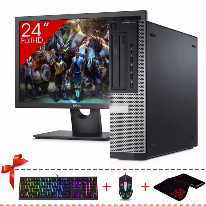 Thùng CPU DELL OPTIPLEX 790 DT + Màn hình Dell 24inch Full HD (Core i3 2120, Ram 8GB, HDD 500GB) + Quà Tặng