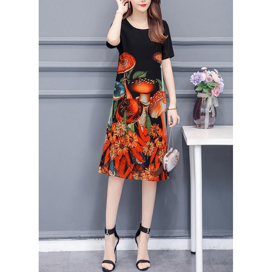 GOTI - Hình Thật - Đầm Suông Dạo Phố Kiểu Trung Niên Bigsize Cho Mẹ In Cây Nấm 3209