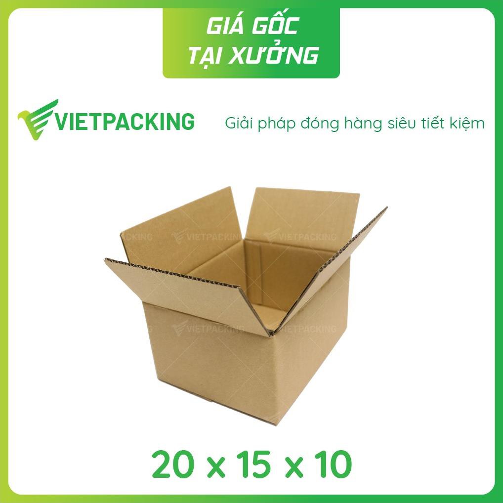 [Sản phẩm bán chạy] 50 hộp carton size 20x15x10 giấy cứng, 2 mặt nâu, hộp đẹp vuông vức  ཾ