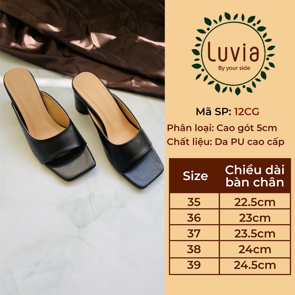 Giày cao gót 5 phân nữ màu trắng đen Luvia 12CG