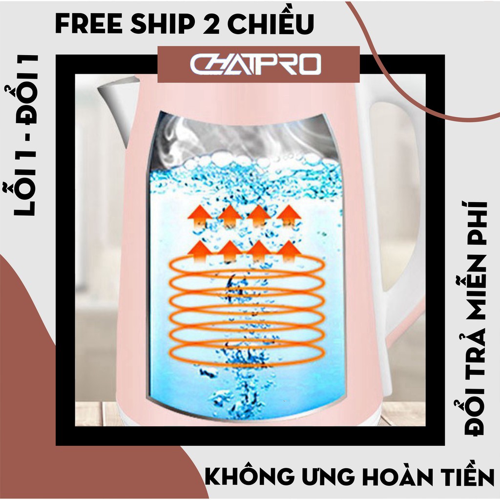 ấm siêu tốc thông minh tiết kiệm điện, ấm siêu tốc 2 lớp JipLai Thái Lan 2.5L