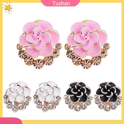 Khuyên tai hình bông hoa đính đá hợp thời trang cho nữ