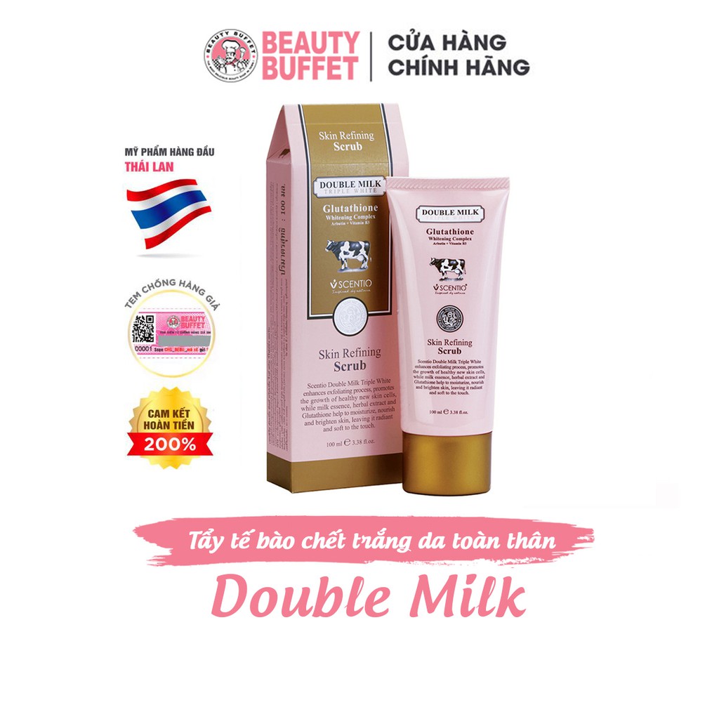 Gel tẩy tế bào chết da mặt toàn thân dưỡng trắng da Scentio Double Milk 100ml