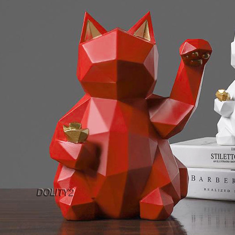 Tượng hình mèo câu may mắn phong cách hình khối Bắc Âu độc đáo