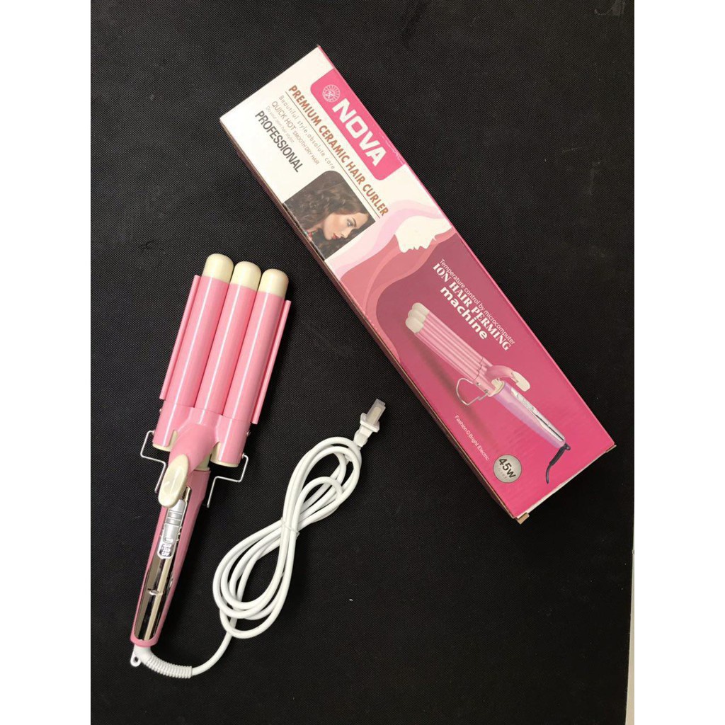 Máy Làm Xoăn Tóc 3 TRỤC Tạo Lượn Sóng - Bấm Dập Uốn Gợn Sóng Nước - 3 Cỡ Lọn To Nhỏ Phong Cách Hàn Quốc