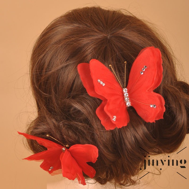 GETNOIVAS Kẹp tóc hình bướm đính đá pha lê xinh xắn cho nữ