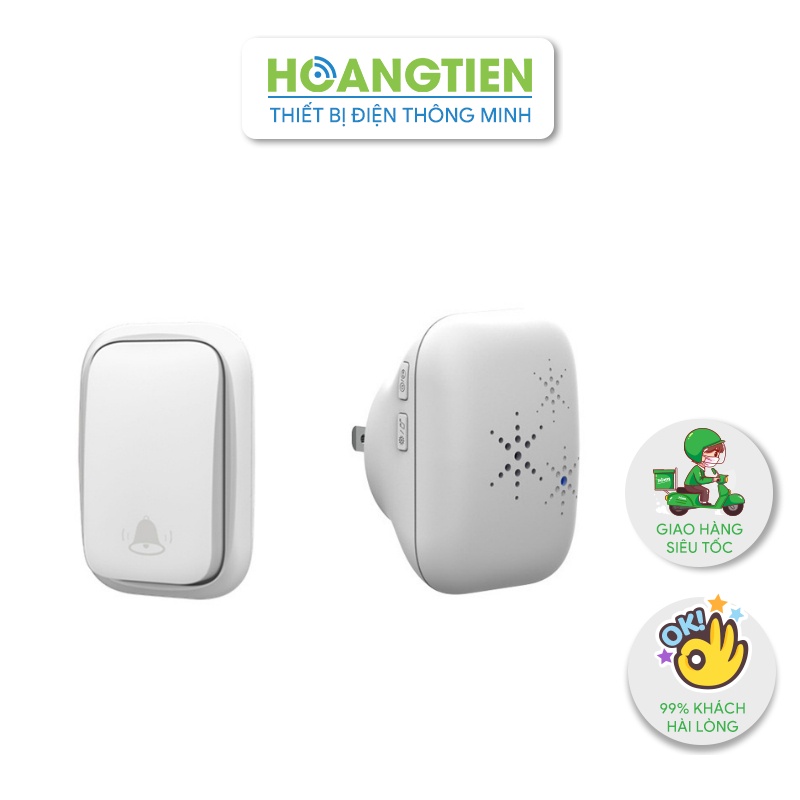 Chuông cửa không dây không pin 1 nút bấm 2 loa chuông QX02