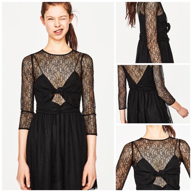 Váy Zara Mini Black Lace Dress