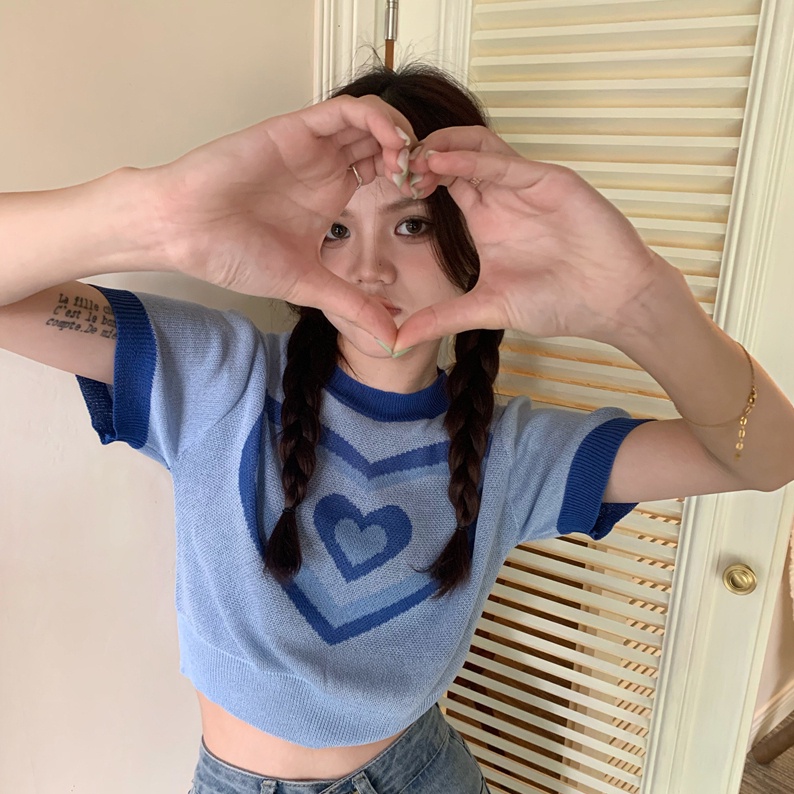 Áo thun dệt kim ZHELIHANGFEI tay ngắn hở rốn quyến rũ