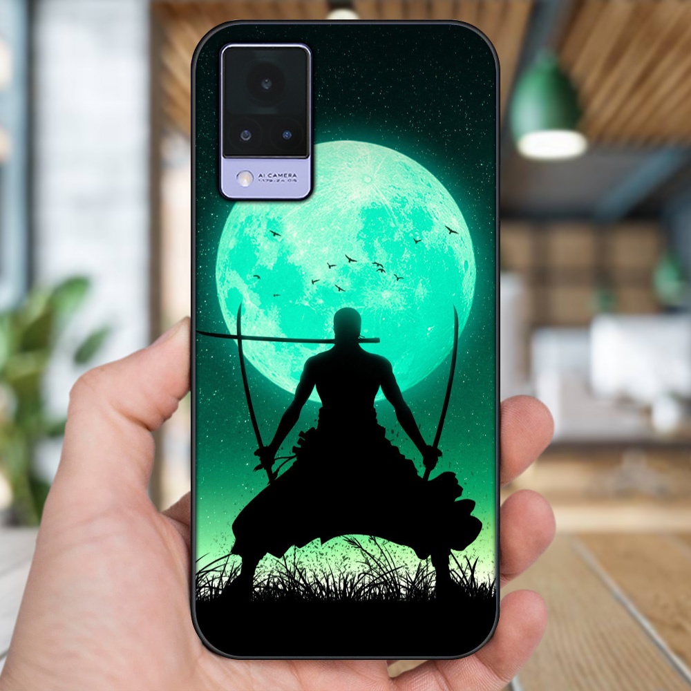 Ốp lưng Vivo V21 viền đen in hình Zoro One Piece