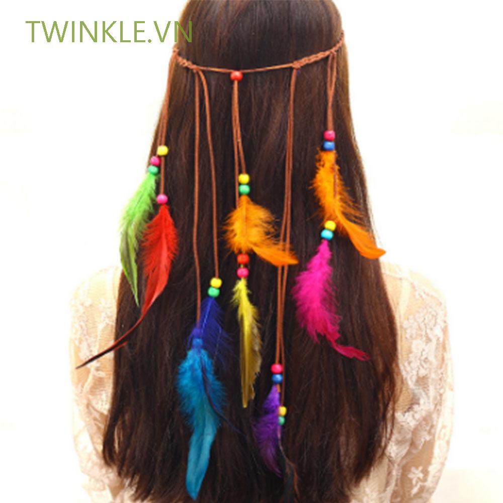 Dây trang trí tóc lông vũ phong cách dân tộc