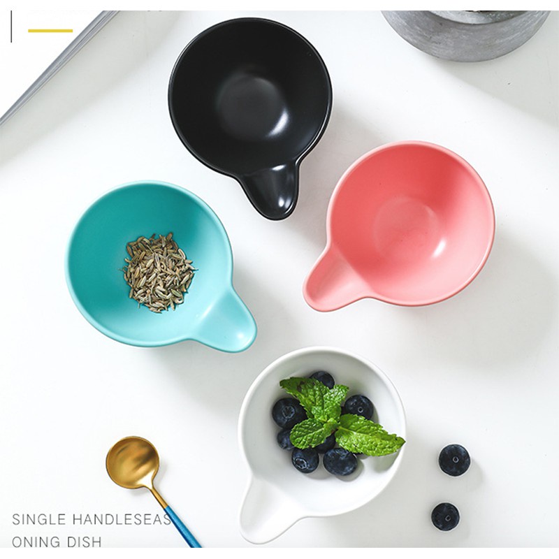 Bát ăn dặm gốm sứ tròn tay cầm sâu 12cm - nhiều màu