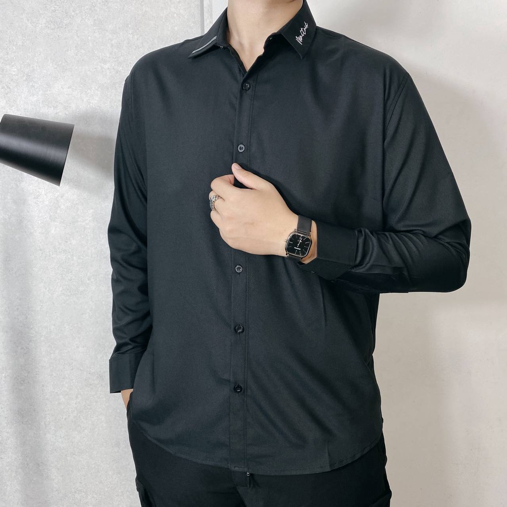Áo sơ mi nam dài tay cổ thêu BIGSIZE MALTRIK form rộng phong cách unisex có size lớn cho người béo 130kg