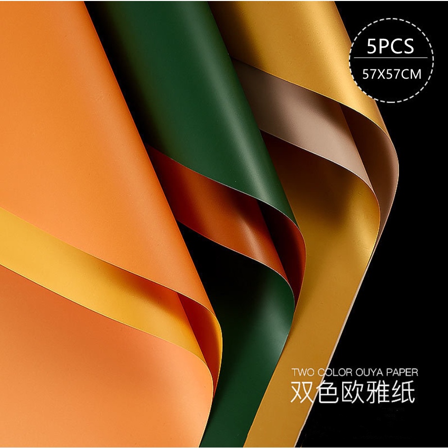 Set 5 Giấy Gói Hoa 2 Tông Màu Sắc Dày Dặn Chống Thấm Nước Phong Cách Hàn Quốc