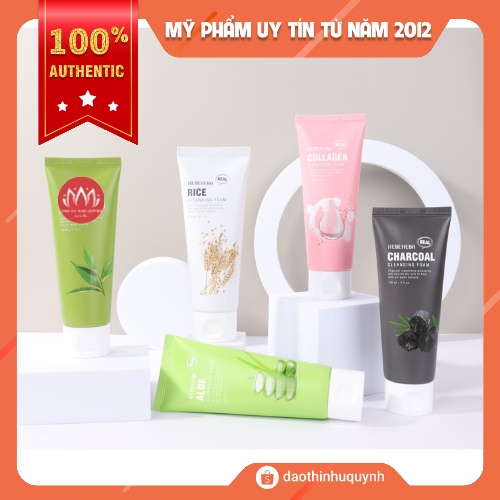 Sữa Rửa Mặt Hebeheba Charcoal - Collagen - Rice - Aloe - Greentea Cleansing Foam 120ml