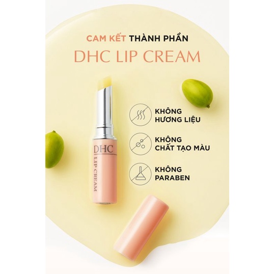 Son dưỡng môi DHC Lip Cream 1,5g của Nhật giúp môi trở nên mềm mại, mịn màng, với dưỡng chất collagen, vitamin E dưỡng môi tri thâm môi mềm mại