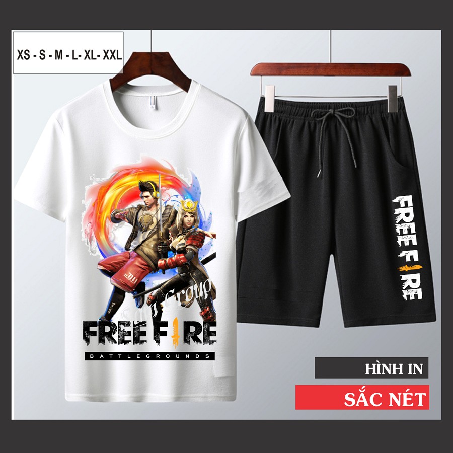 [ SALE ] Bộ Quần Áo Thun Nam Free Fire Cộc Tay Cổ Tròn Cotton Cực Đẹp Nam đeo tai nghe