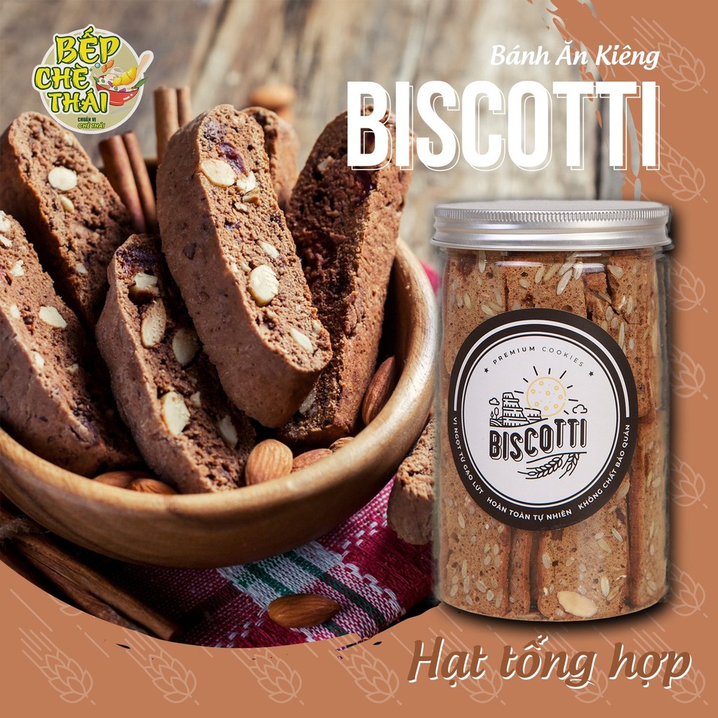 Bánh Biscotti Ăn Kiêng Mix 3 Vị - Vani, Chocolate, Matcha BẾP CHÈ THÁI