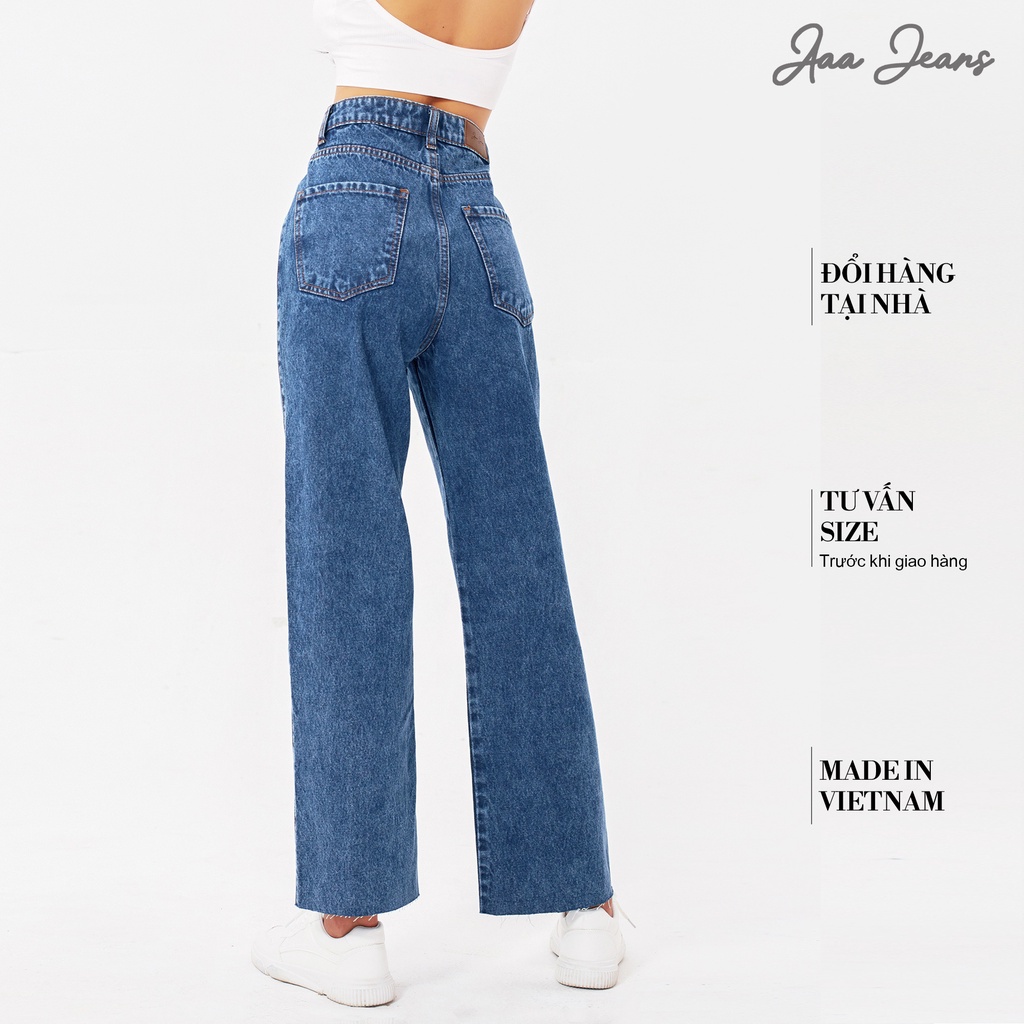 Quần jean nữ ống rộng lưng cao Aaa Jeans