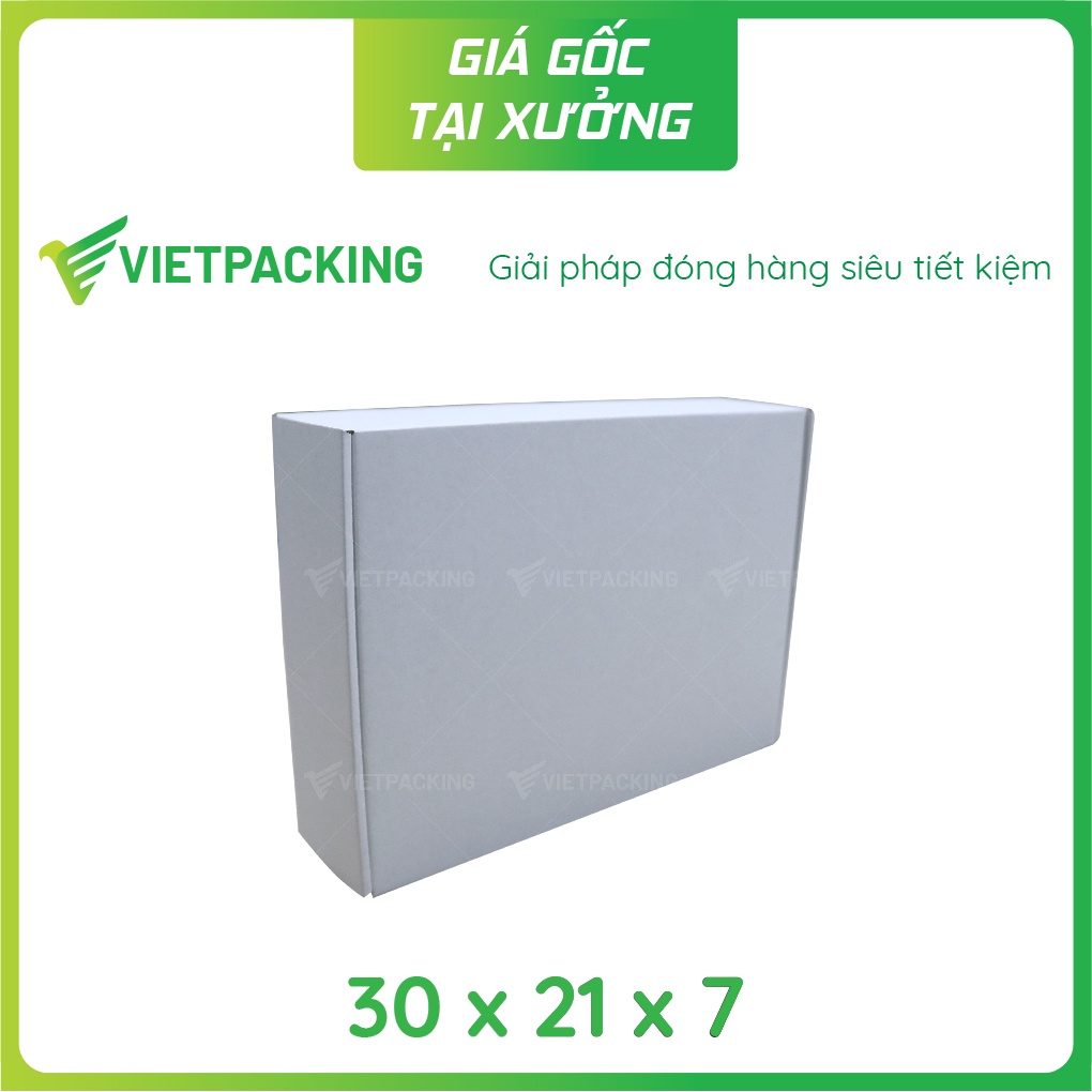 30x21x7 - 20 hộp carton nắp gài hông màu trắng đựng quần áo V182