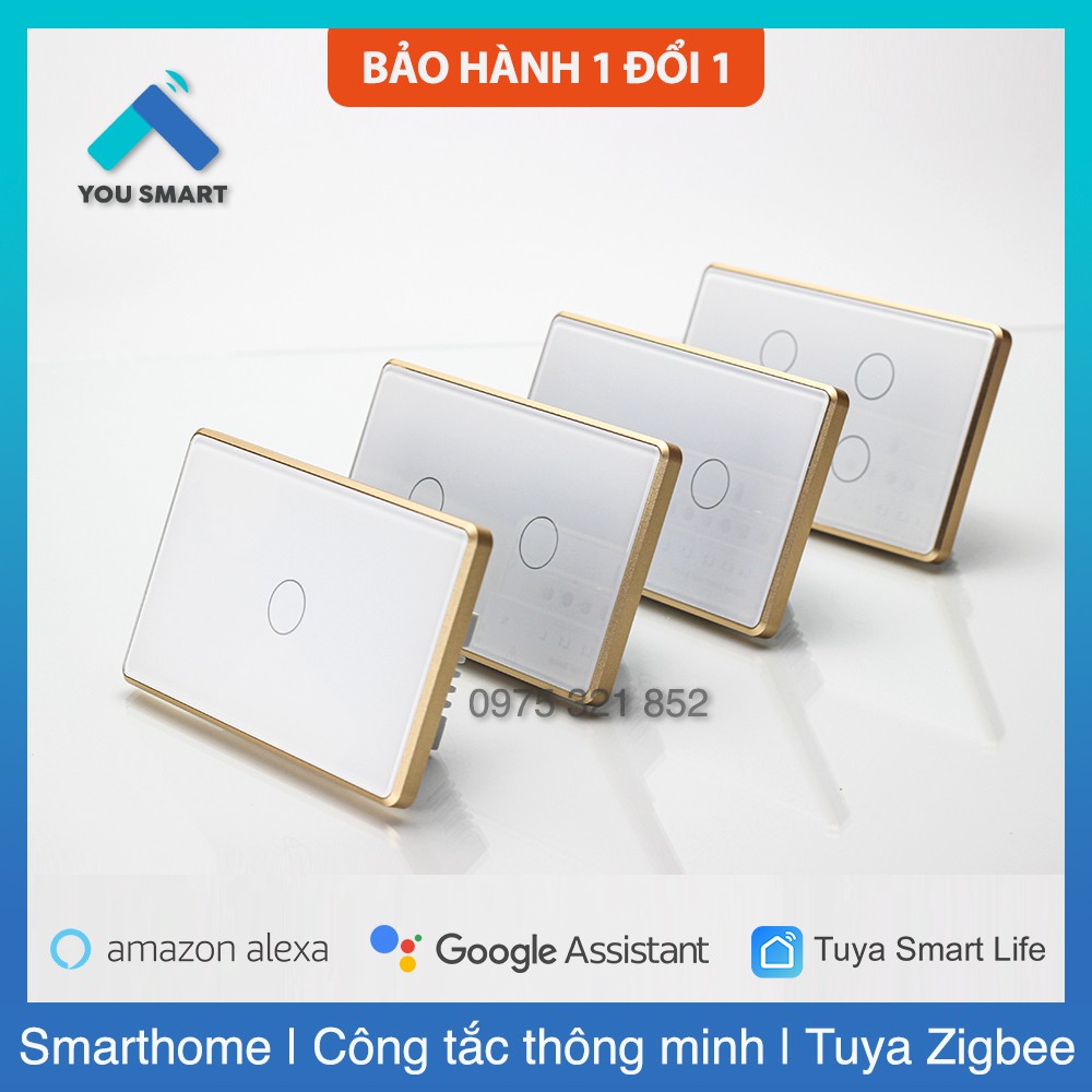 Công Tắc Thông Minh Zigbee Viền Nhôm Cao Cấp 1-2-3-4 Nút (Màu Trắng và Đen)