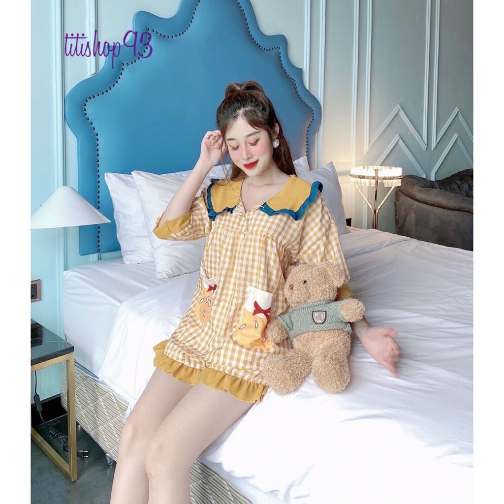🔥[GIẢM SỐC]🔥Bộ đồ ngủ siêu dễ thương 🔥FREESHIP🔥Bộ ngủ lụa caro nơ tiểu thư phố bèo, siêu xinh, siêu mát/Titishop93 | BigBuy360 - bigbuy360.vn