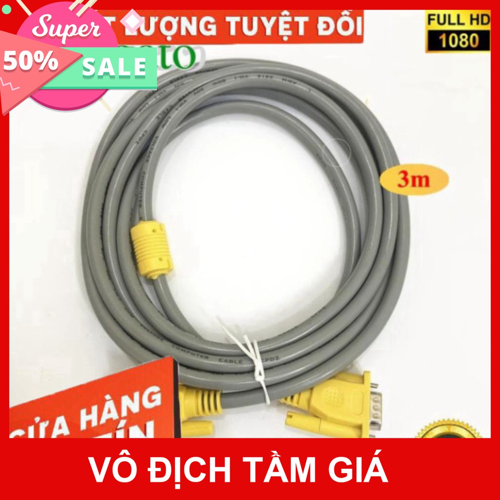 [Giá Sốc] Dây VGA 3m Xám Arigato ARIGATO Đảm Bảo Chất Lượng