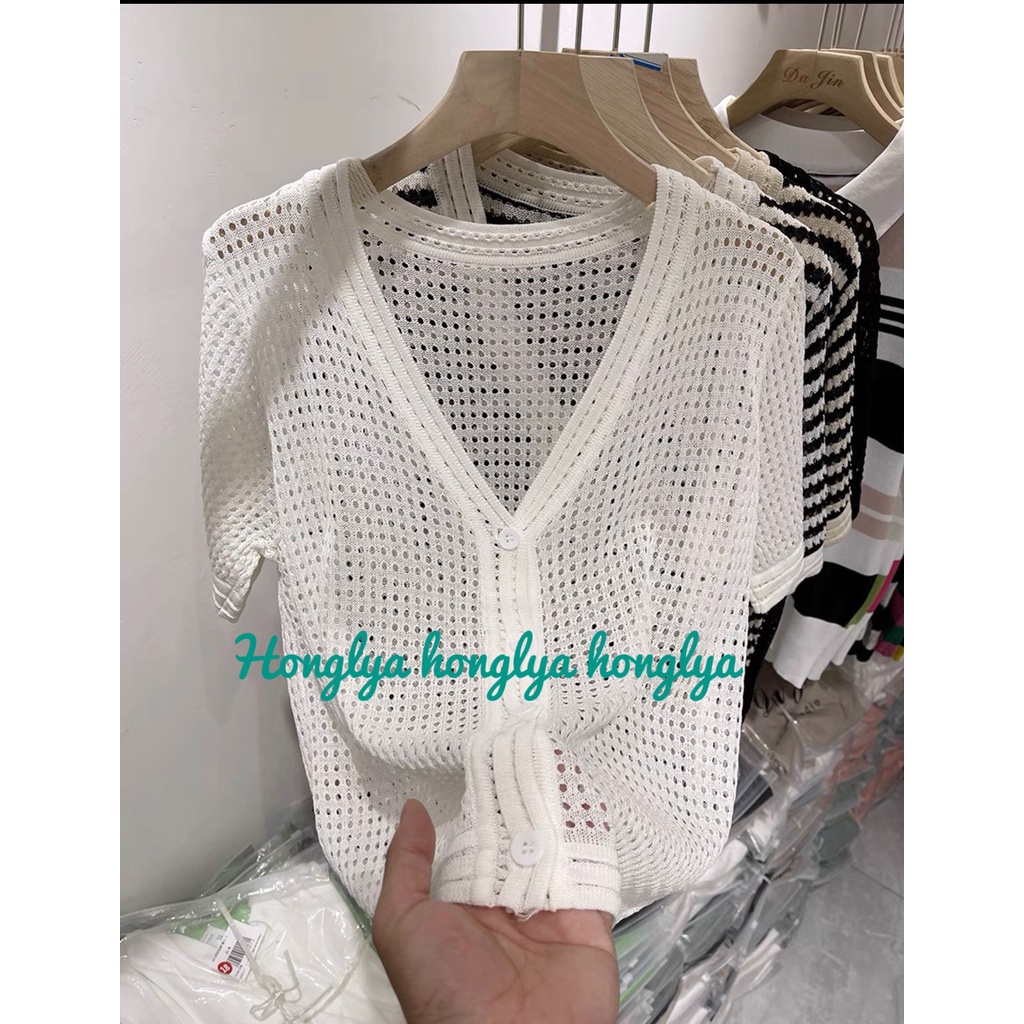 Áo len lưới cộc tay nhiều màu phong cách ullzzang