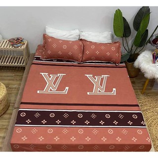 Bộ Ga Gối Polly Cotton Lv Nâu Mới