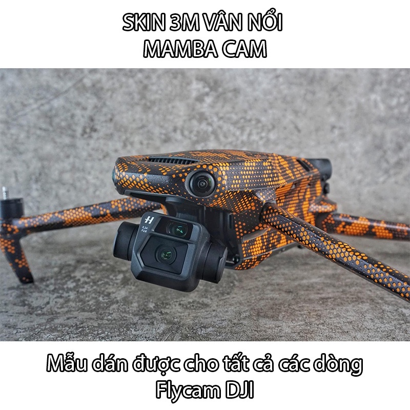 Miếng Dán Skin 3M cho Flycam - Mẫu Mamba Cam vân nổi - Dán được cho tất cả dòng Fly Cam DJI Mavic Pro 1/ Pro 2/ Pro 3..