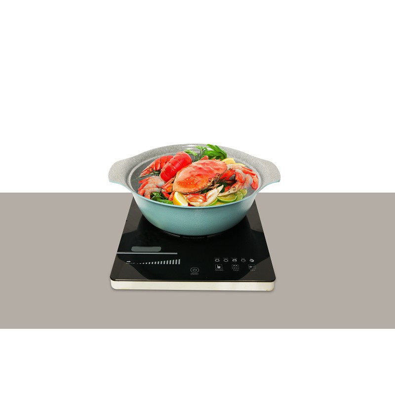 Nồi Ceramic vân đá đáy từ ILO Kitchen Hàn Quốc 18cm/21/cm/27cm nắp kính