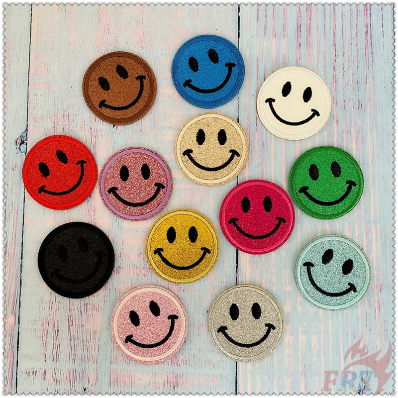 ✿ Sticker Ủi Thêu Hình Mặt Cười Thời Trang 02 ✿ 1 Sticker Ủi Thêu Hình Huy Hiệu
